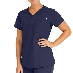 Ave Women’s Scrub Top Shirt Navy Blue, EUC